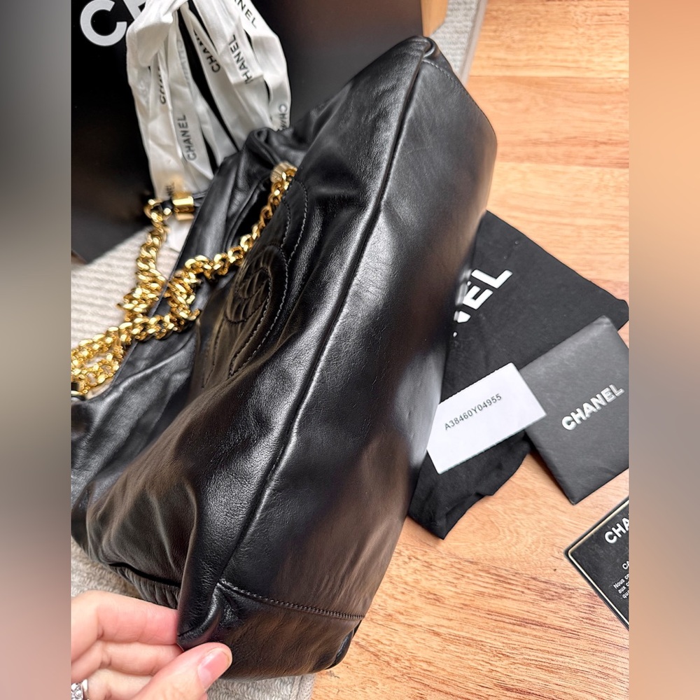 SOLD❌CHANEL RODEO DRIVE BLACK LEATHER CC GOLD CHAIN HOBO SHOULDER BAG + Box - Picture 12 of 16